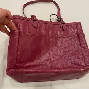 Pink coach patent leather bag